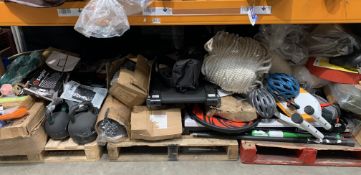 A large quantity of assorted Sports and Fitness Equipment to include Weights, Treadmill and other re