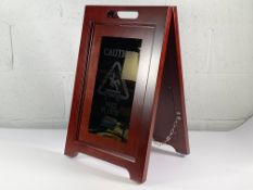 Rubbermaid 1867507 Executive Multi-Lingual Caution Sign - 2 Sided Wood/Gold, Brown & Brass, 22 X 15-