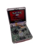 Pre-owned RetroGameStar Gameboy Advance SP IPS V2 in Transparent Purple with Pokémon Ruby Game Cartr