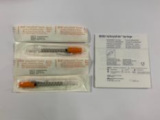 Twenty Four boxes of BD SafetyGlide Insulins Syringes 1/2ml 30G x 5/16 TW (0.30mm x 8mm) One hundred