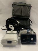 A Resmed AirSense 10 Auto Set CPAP (Total Run Time: ~21600hrs) and a Philips Respironics Dream Stati