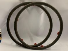 A Pair of Lignorim Prime Wooden Pushrims For Wheel Chairs, Dark Wood, Size 24