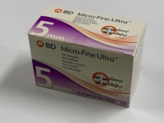 Eight boxes containing packs of BD Viva Pen Needles 0.25mm (31g) x 5mm. As New (EXP: 2029/03)