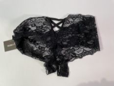 Twenty Oh La La Paris Goodnight Kiss Lace Crotchless Boyshort 2025 (With elastic detail) - Black - L