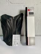 Ledapol Black Leather Corset with Front Zipper and Lace up Back (Size M).