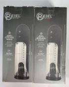 Two Rebel Mens Gear Automatic Penis Pumps, Button Controlled, Total Length 24.5 x Sleeve 2.3cm, Mate