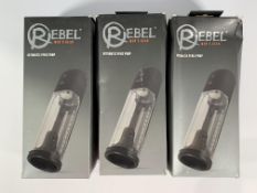 Three Rebel Automatic Penis Pumps, Silicone, Acrylonitrile Butadiene Styrene (ABS) Black, Size 33.5
