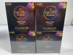 Four Boxes Of SKYN Selection Condoms Each box contains 30 + 5 to include 10 x original, 10 x Intense