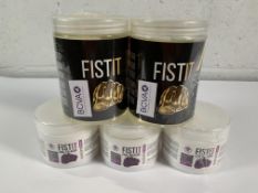 Five Fistit Branded Related Items -Three Anal Relaxers (3 x 500ml) and Two Water Based Relaxers (2 x
