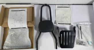 Craftride Custom Parts Motorcycle Quick Release Backrest/Sissy Bar Attachment In Black With Back Rac