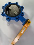 Omal Heavy Duty Push Button Levered Butterfly Valve - DN150/6 - some chip to paintwork. Yellow and B
