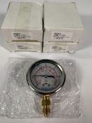 Four Profec Manometer, 1-5 Bar/Psi, 63mm Male, Bottom Connection 1/4
