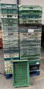 A pallet of Pre-owned Plastic Crates 61cmx40cmx20c