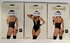 Three Mapale Lingerie Leather Effect Bodysuits Wit