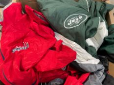 Ten various NFL Jackets to include NY Jets, Baltim