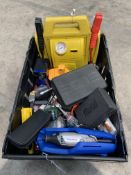 A box of assorted tools to include Dremel and Ever