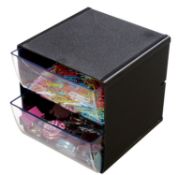 A pallet of as new Deflecto Acrylic Marketing and office equipment to include stackable single drawe