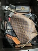 A box of assorted pre-owned Wallets, Purses, Bags