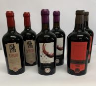 Six assorted Red Wines to include Primitivo Cantiniere Puglia 2019, 2 x 750ml, Tinto Malbec Puglia 2