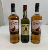 Two The Famous Grouse Blended Scotch Whisky 2 x 1ltr and a Jameson Irish Whiskey 700ml.