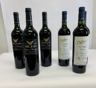 Three Thelema Cabernet Sauvignon 2017 Red Wine 3 x 750ml and three Colome Lote Especial Bonarda 2019