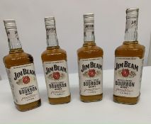 Four Jim Beam Kentucky Straight Bourbon Whiskey 4 x 1liter.