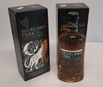 Two Highland Park 14 Year Old Loyalty of the Wolf Single Malt Whisky 2 x 1ltr.