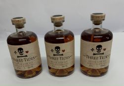 Three:- Three Tides Smoked Dark Rum Infused With British Botanicals 3 x 700ml.