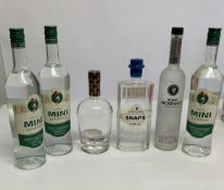 Six assorted Spirits to include Ouzo Mini 3 x 700ml, Copenhagen 2022 Snaps 500ml, Sahara fig based s