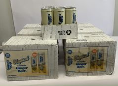 Six boxes of twelve 250ml cans of Sunny Side Alcoholic Ginger Beers and one box of ten (BB Date 08/2