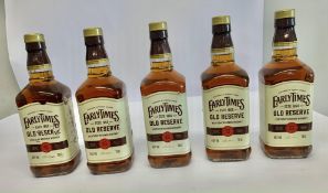 Five Early Times Old Reserve Kentucky Bourbon Whiskey 5 x 700ml (One Label Distressed).