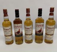 Three Dewar's White Label Blended Scotch whiskies 3 x 700ml, Two The Famous Grouse Blended Scotch Wh