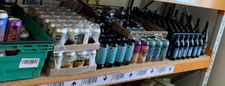 A quantity of cans/bottles of Beers, Lagers, Ciders, IPA'S and related (One Shelf).