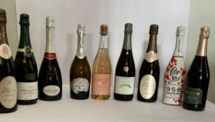 Nine assorted Rose/White Sparkling Wines to include Monogram Cuvee Franciacorta 750ml, Portomiol Ban