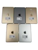 Four pre-owned Apple iPad Mini 4 A1538 64GB (iCloud unlocked. Various conditions).