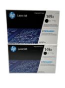 Two as new HP 149X Black High Capacity Toner Cartridges (M/N: W1490X) (DOM: 30/07/24).