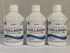 Sixteen bottles of as new Swedish Nutra Premium Collagen Gold Retinol Food Supplement, 500ml per bot