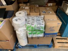 Pallet of Miscellaneous Items to include Toiletries, Paper Towels and Toilet Roll.