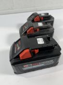 Three pre-owned Milwaukee M18 batteries (2 x XCB8.0 and 1 x XC6.0).