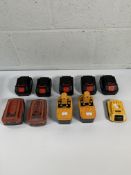 Ten assorted power tool batteries to include 2019 Dewalt 20v and Hilti B22/4.0 Li-Ion.