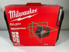 As new Milwaukee M12 3PL-0C 12v Green 360° 3 Plane Laser (body only) with Carry Case.