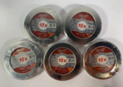 Five Milwaukee Packs - Thin Metal Cutting Discs (10 units per pack - total of 50 discs) 115 X 1,0 (s