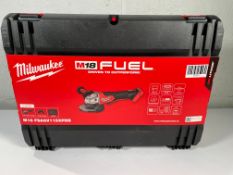 As new Milwaukee M18FSAGV115XPDB 18V Fuel 115mm Angle Grinder with Paddle Switch (body only).