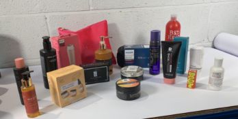 A quantity of assorted body/face/hair toiletries and related.
