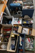A quantity of pre-owned tools to include pillar drill, G-clamps and Spear and Jackson saws.
