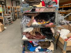 A 4-shelf basket of assorted pre-owned Clothing and Related Items (Basket not included).
