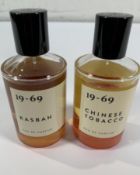 Two pre-owned 19-69 eau de parfums; Kasbah and Chinese Tobacco, 100ml bottles, very slight used.