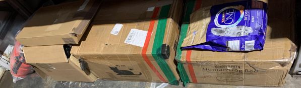 Assortment of Pet Related Items, New and Preowned Over One Shelf.