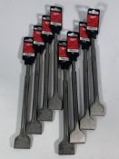 Eight as new Milwaukee SDS Plus Wide Flat Chisel Breaker Bit, 250 x 40mm (REF: 4932 3671 46, EAN: 40