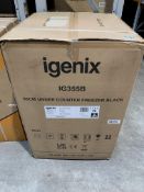 Igenix IG355B Freestanding Under Counter Freezer, 55cm Wide, Black, Sealed in Box.